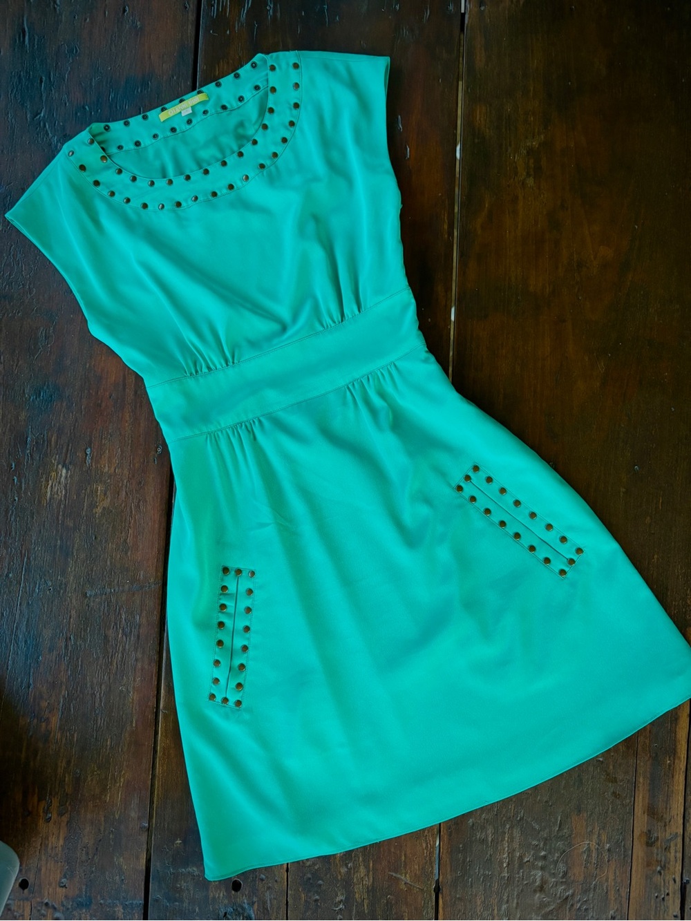 Gianni Binni Aqua Stud-Embellished Fit & Flare Dress